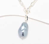 Joan Rivers Silvertone 36" Chain Necklace with Faux Baroque Pearl Drop